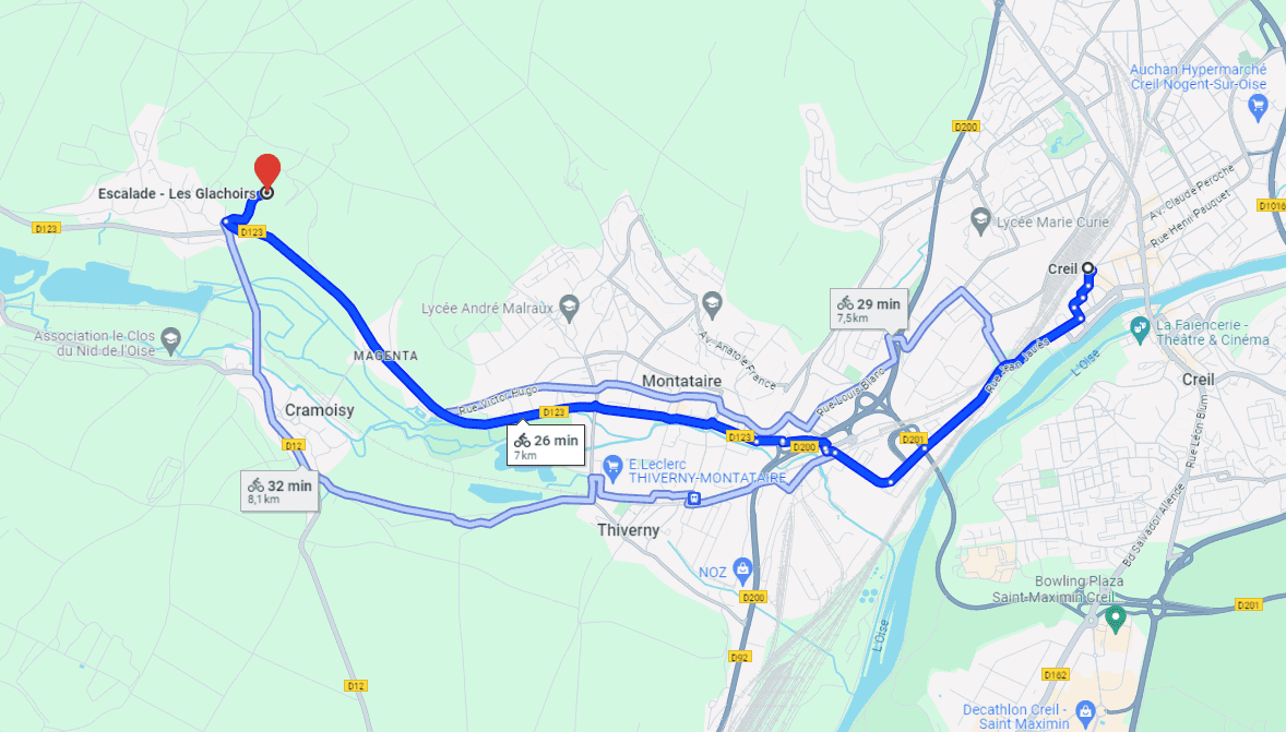 Itinéraires depuis la gare de Creil