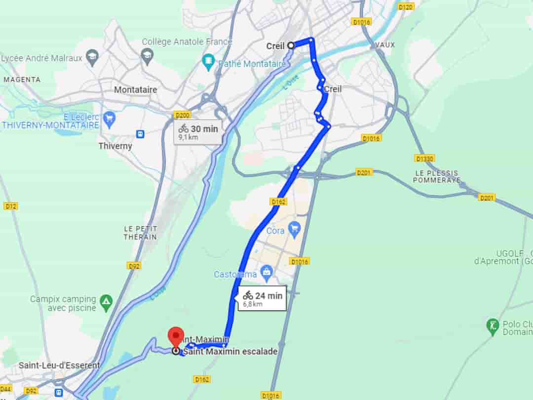 Itinéraire vélo depuis la gare de Creil