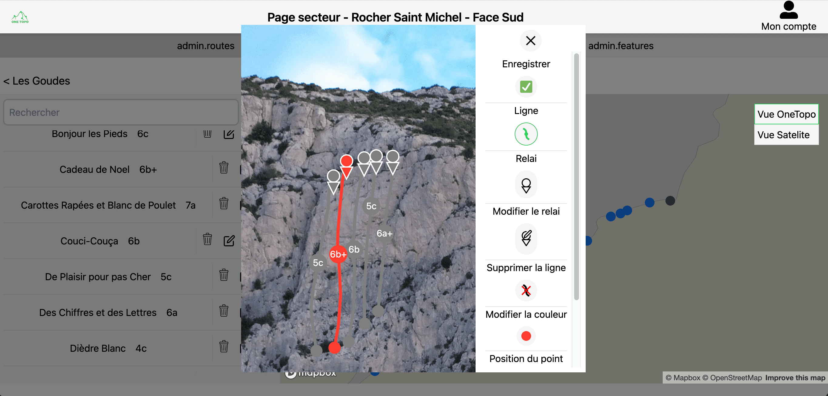 Interface de création de topo OneTopo