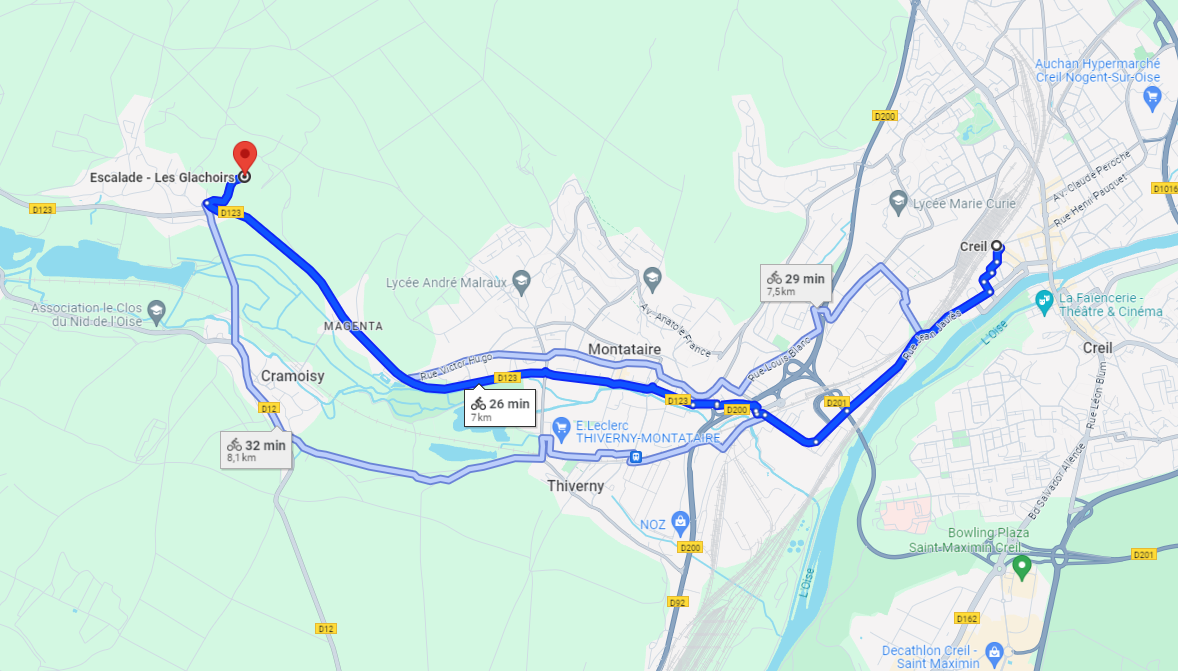 Itinéraires depuis la gare de Creil